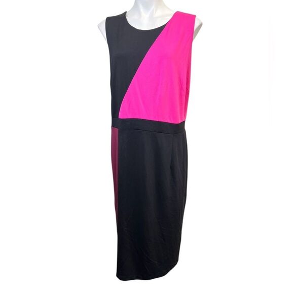 Lane Bryant dress plus size 22 pink‎ multicolor colorblock stretch bodycon - Picture 2 of 6